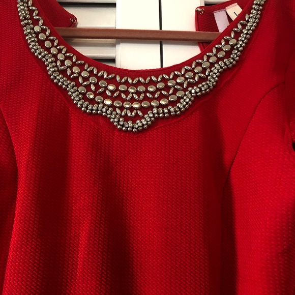 Red Fit and Flare Dress - Picture 2 of 3